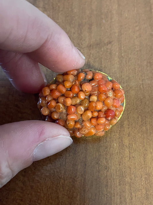 Spilla in corallo grezzo di Sciacca, anni ‘60-‘70