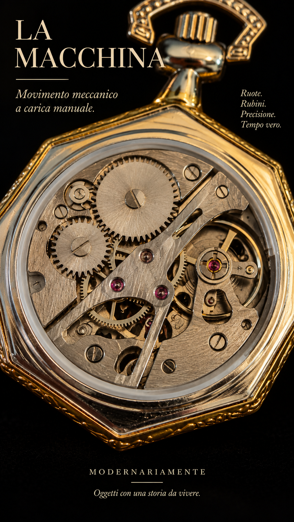 Orologio pendente vintage con quadrante ottagonale e carica a molla