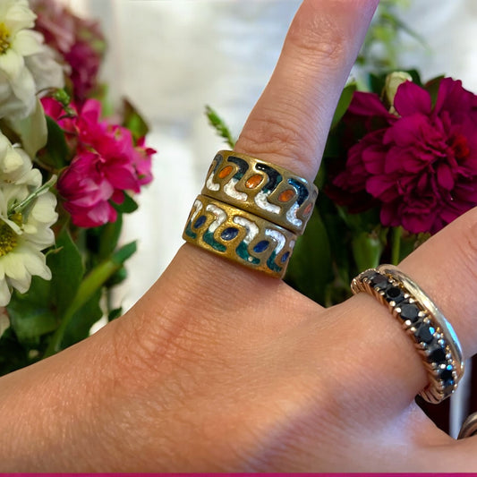 Coppia anelli vintage cloisonne dell’amicizia