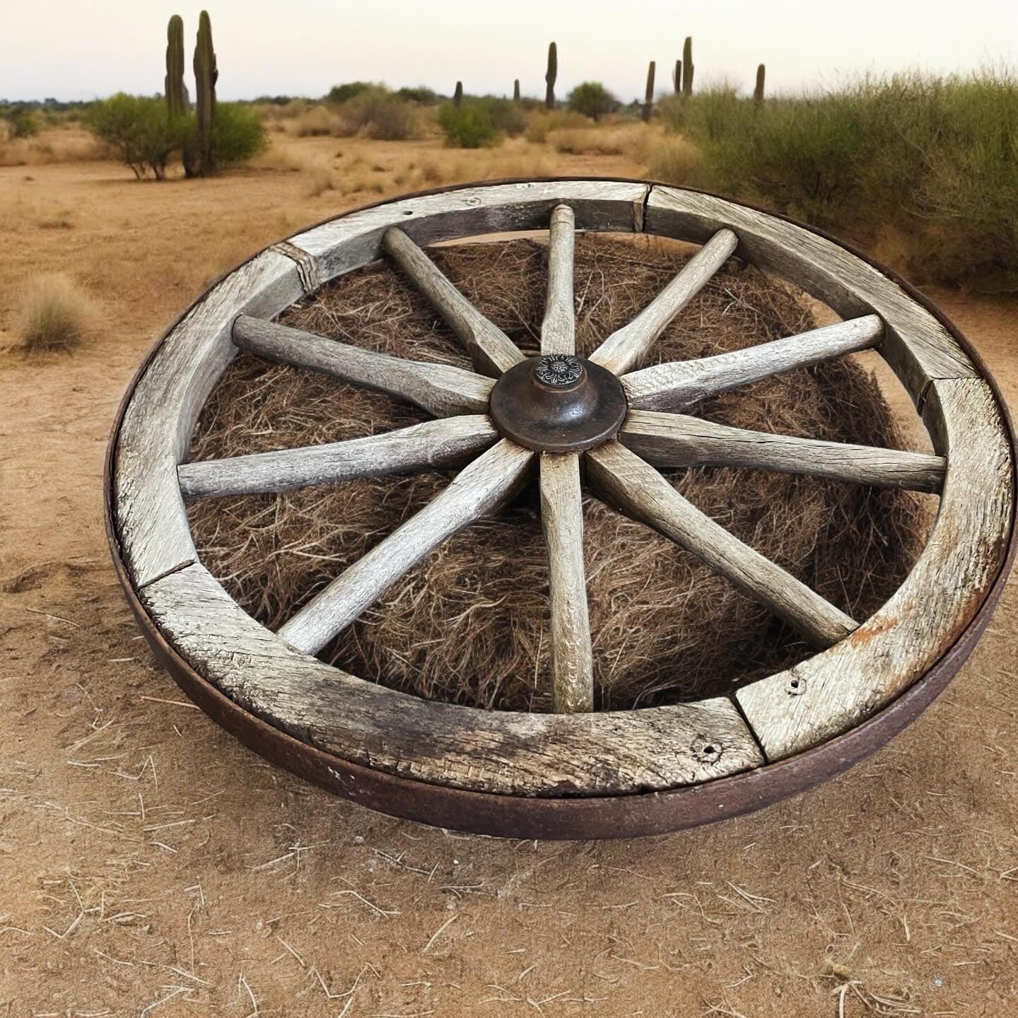 Ancient wagon wheel