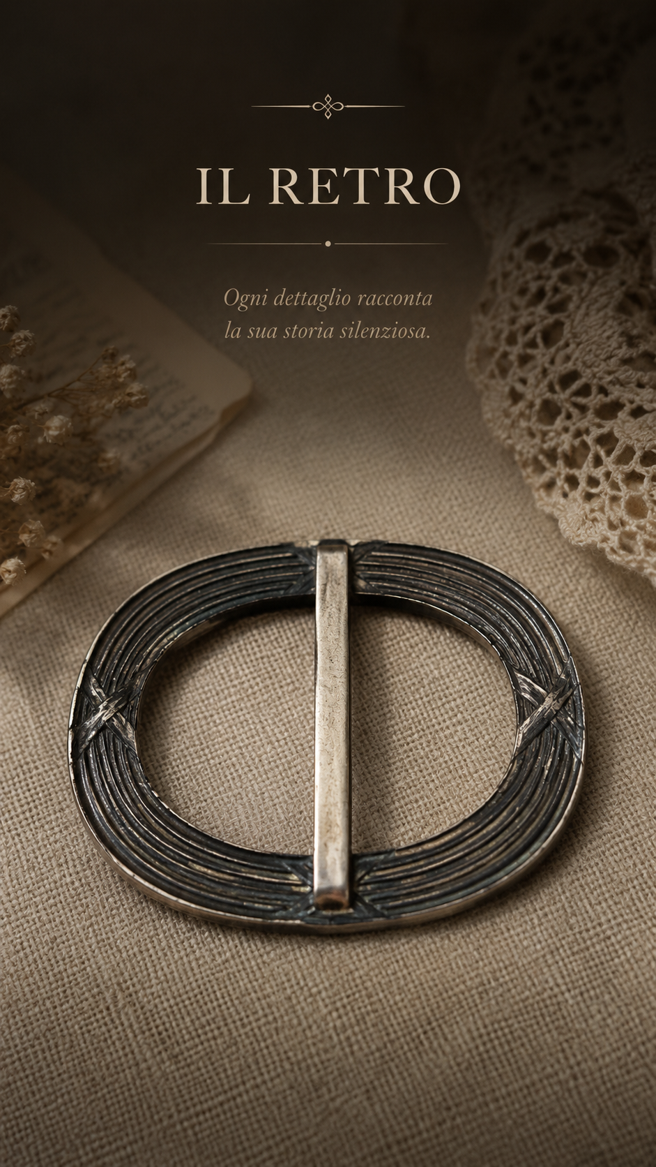 Antica fibbia per cintura Liberty in lega argentata, circa 1900