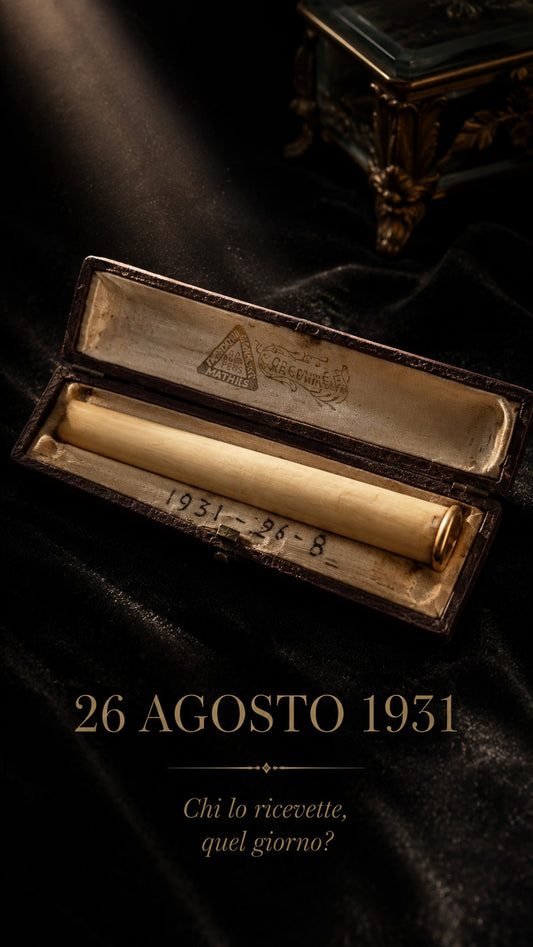 Antico fume-çigarette con anello in oro e custodia con data