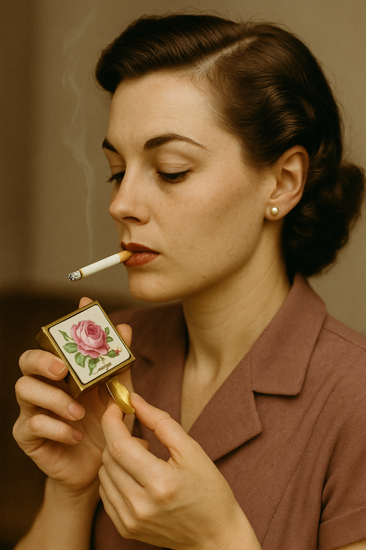 Elegante posacenere da borsetta, anni 50 60, porcellana e ottone, Limoges