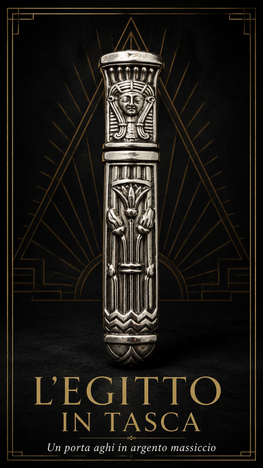 Needle case antici porta aghi argento Egittizzante déco fine anni ‘20