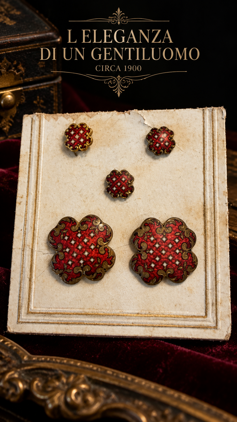 Dress set maschile in smalti guilloché con gemelli e boutons de plastron