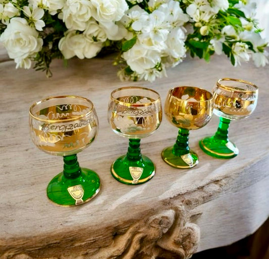 Set 4 piccoli calici da liquore vetro soffiato Böckling, anni ‘50
