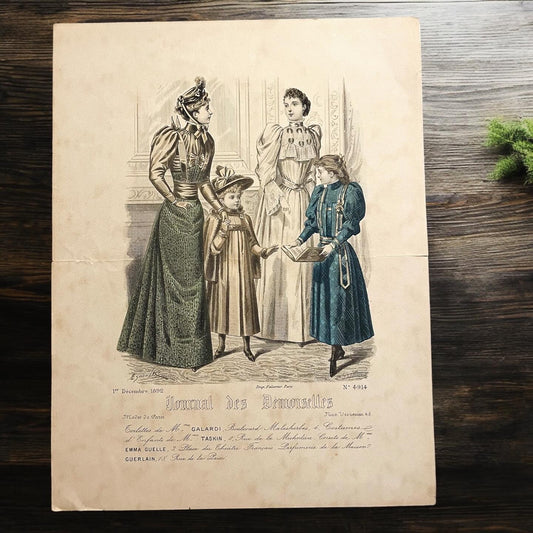 Three antique millinery prints 1800