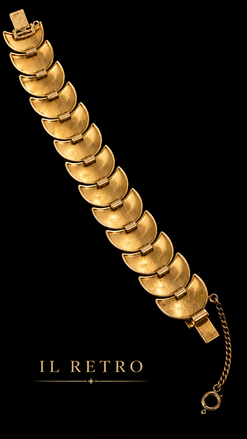 Bracciale damaschinato Oro di Toledo con chiusura a scomparsa e catenella di sicurezza, 60s ca