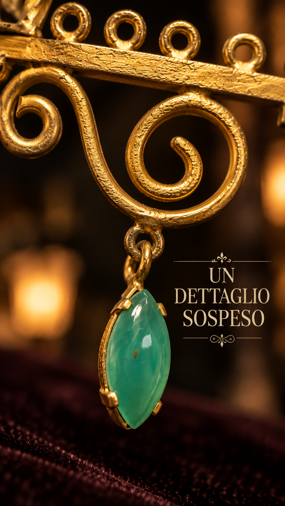 Deliziosa spilla vintage a guisa di lampioncino con pendente