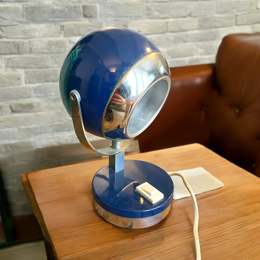 Lampada da tavolo tipo eye ball, space age, blu, anni ‘60