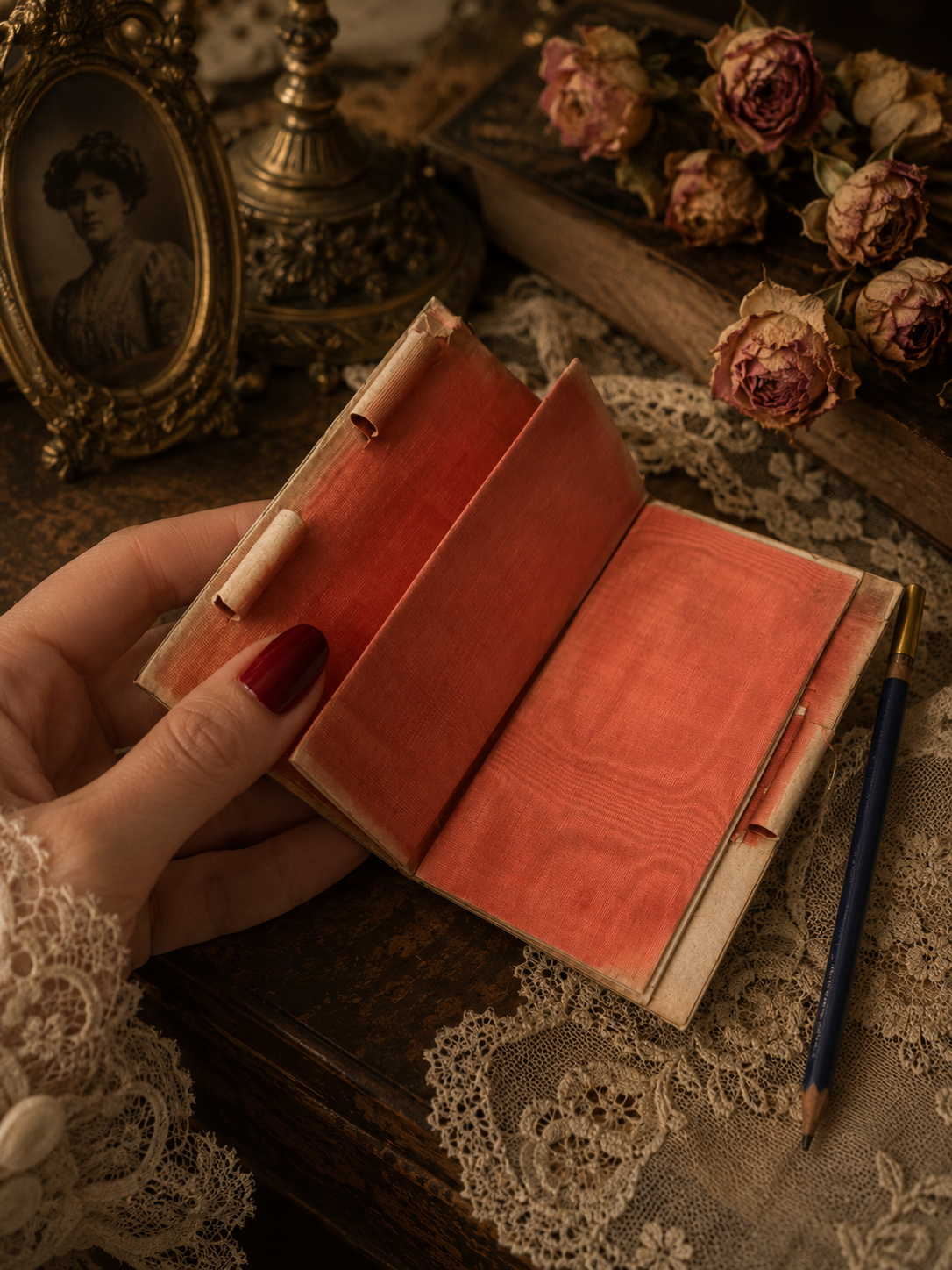 Carnet de bal Art Nouveau con applicazione argento e interno seta
