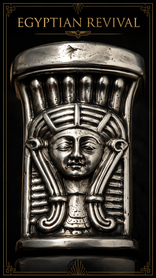 Needle case antici porta aghi argento Egittizzante déco fine anni ‘20