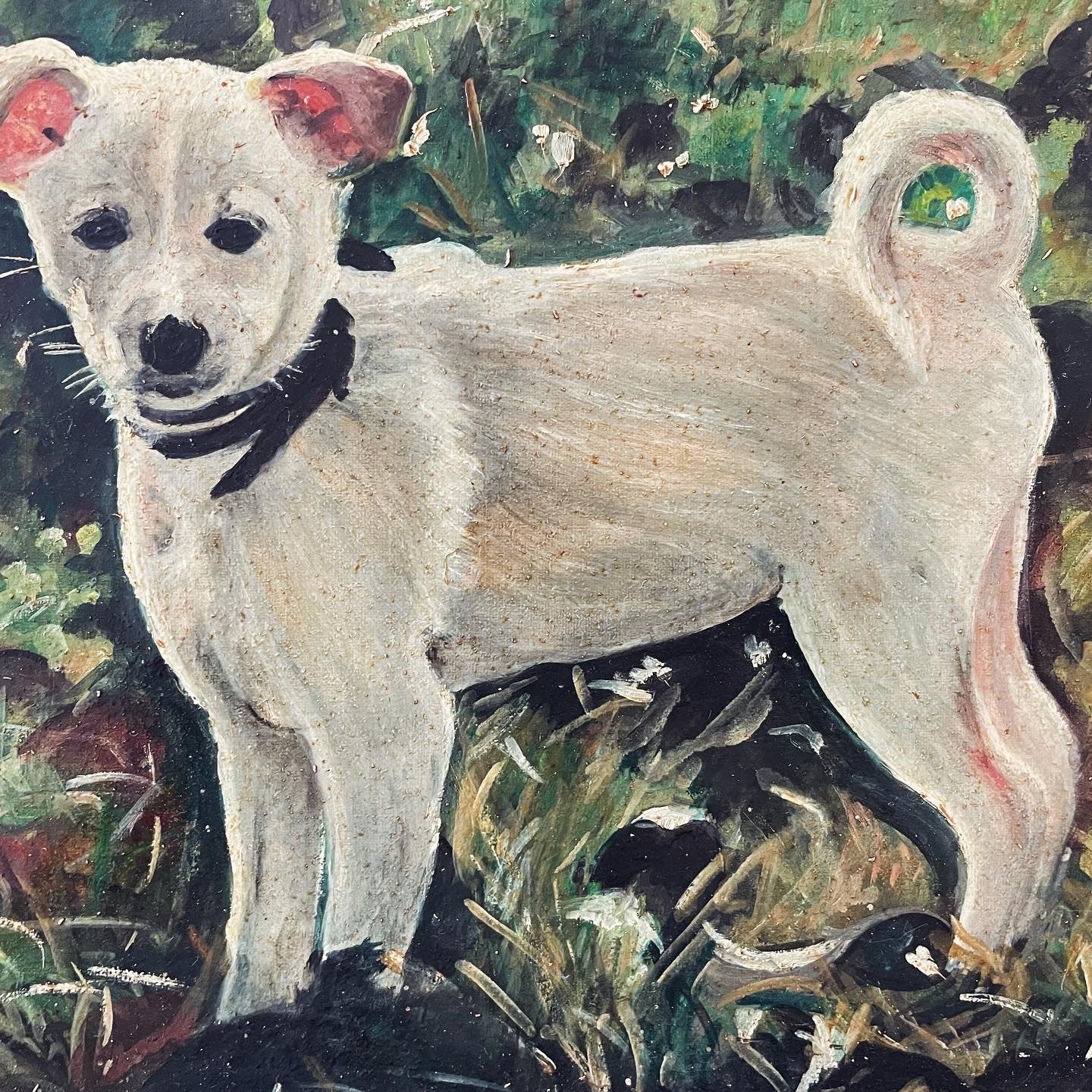 Vintage oil painting puppy