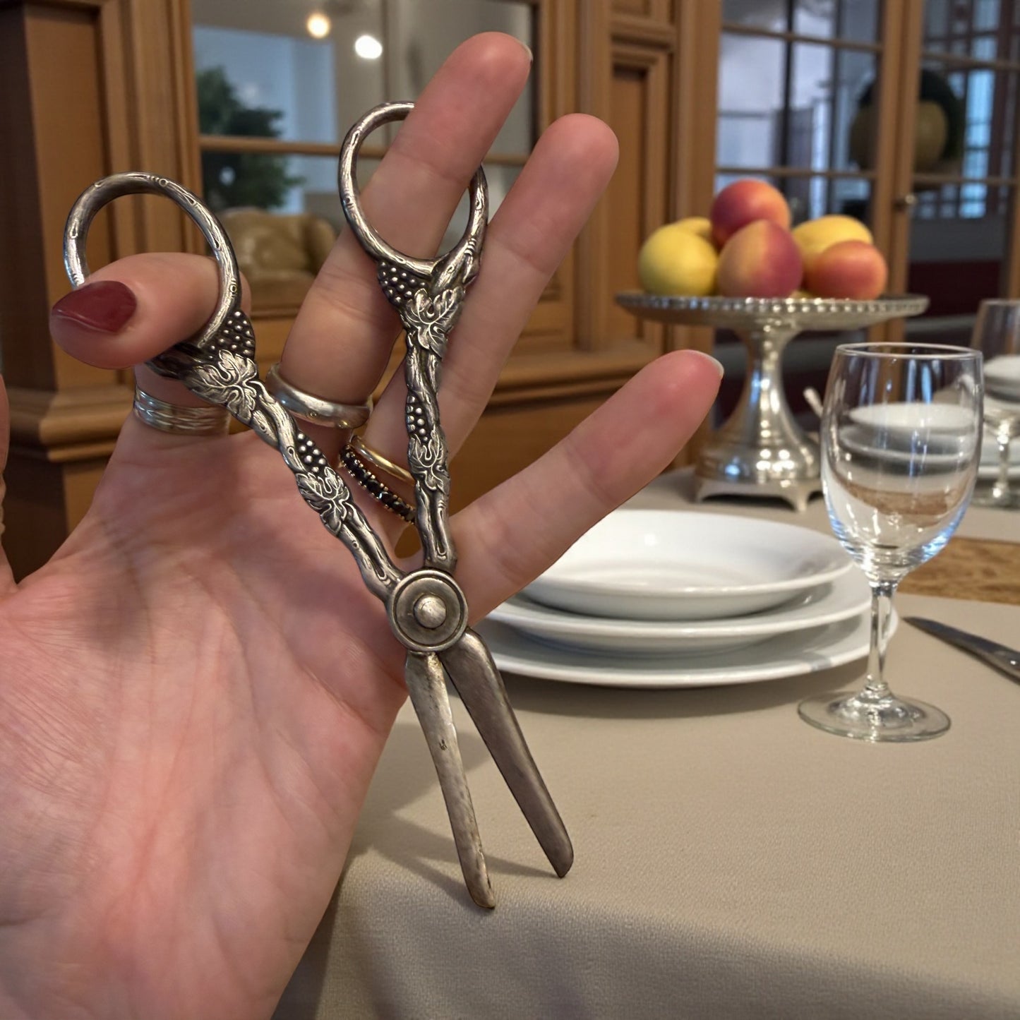 Antiche forbici per servizio uva, placcate argento, svedesi, fine ‘800 - primo ‘900