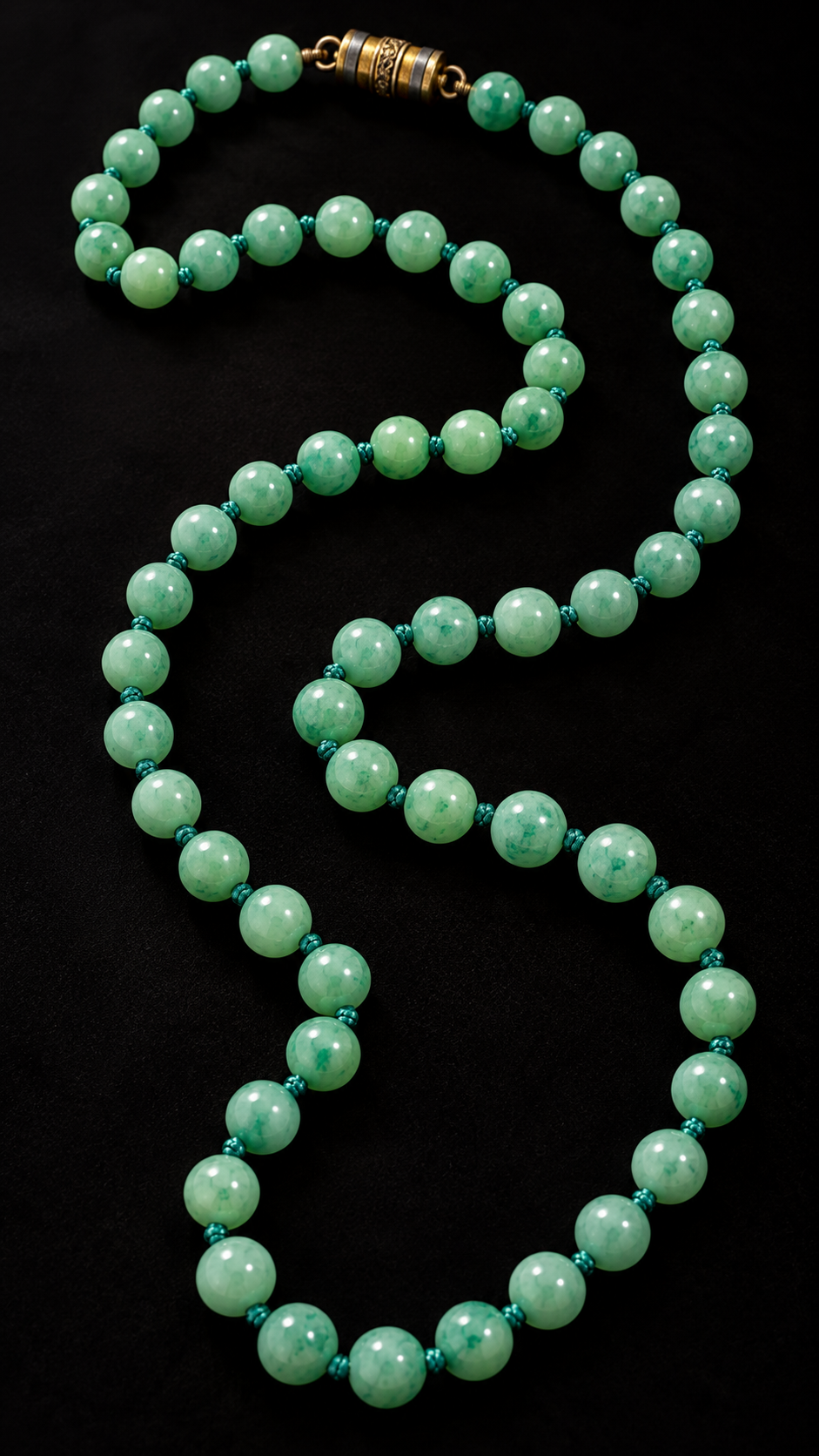 Collana perle giada con chiusura barilotto