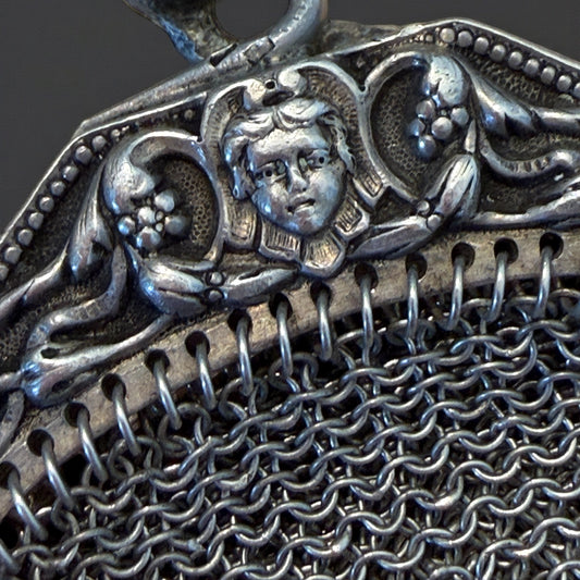 Porta monete in argento fine ‘800 da Chatelaine con doppia tasca