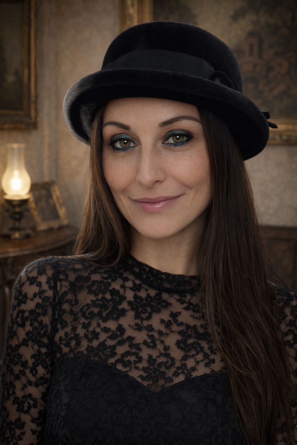 Antica bombetta da donna anni ‘20 con fiocco e fascia in gros-grain