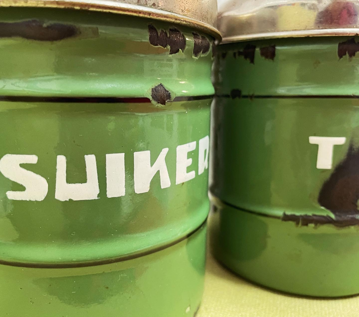 1930s enamel spice jars