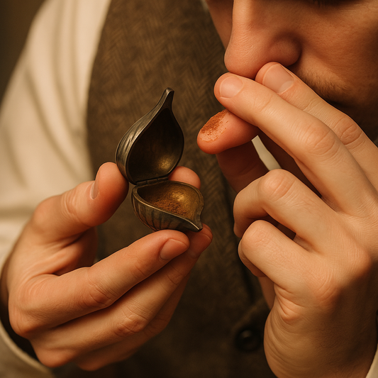 Snuff box in argento, tabacchiera da fiuto a guisa di fico