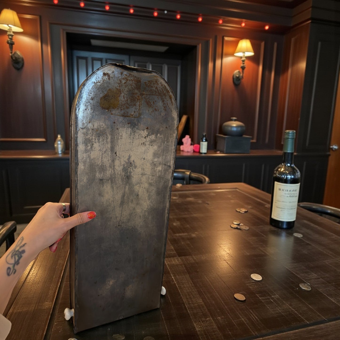 Antico jeu de bagatelle variante Culbuto con sfera e “pallina pesata” ovale