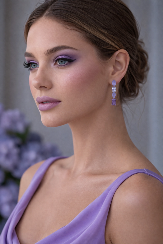 Orecchini in argento 925 e zirconi toni Lavanda, Ottaviani gioielli
