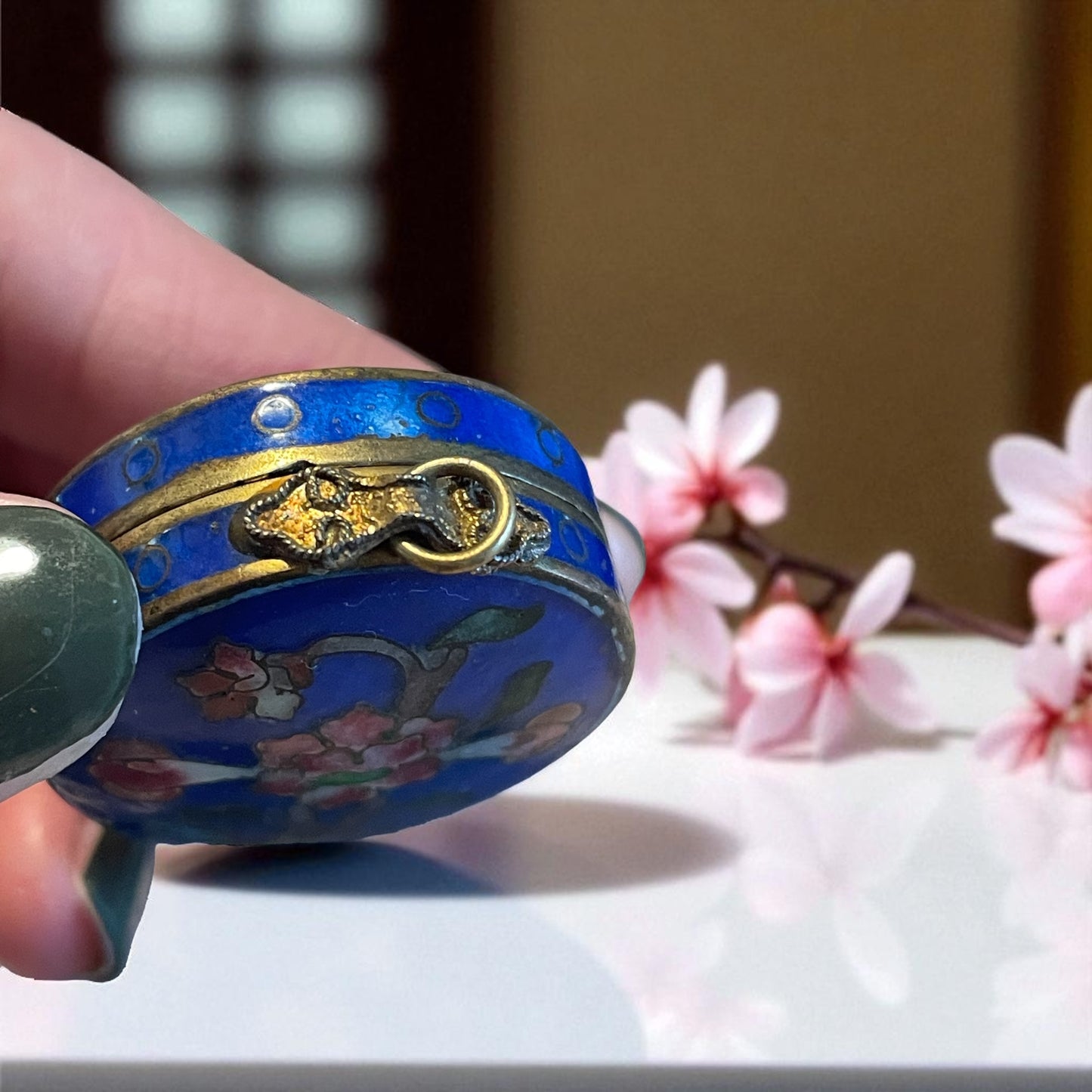 Porta pillole o essenze profumate in smalto cloisonné, primo ‘900 Cina