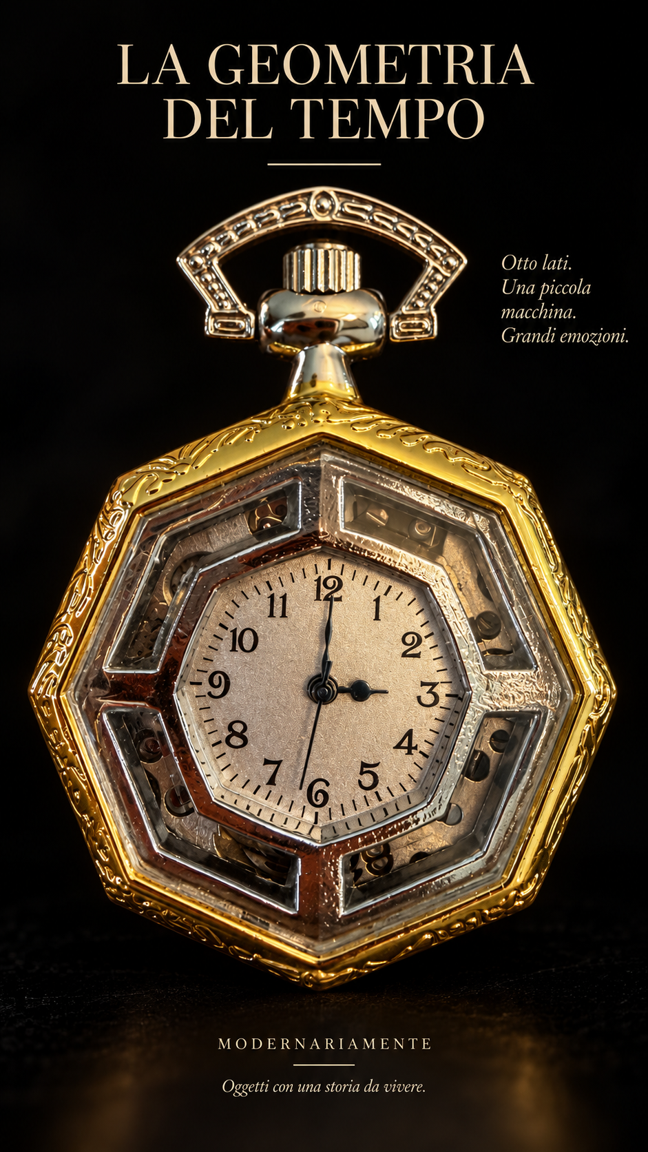 Orologio pendente vintage con quadrante ottagonale e carica a molla