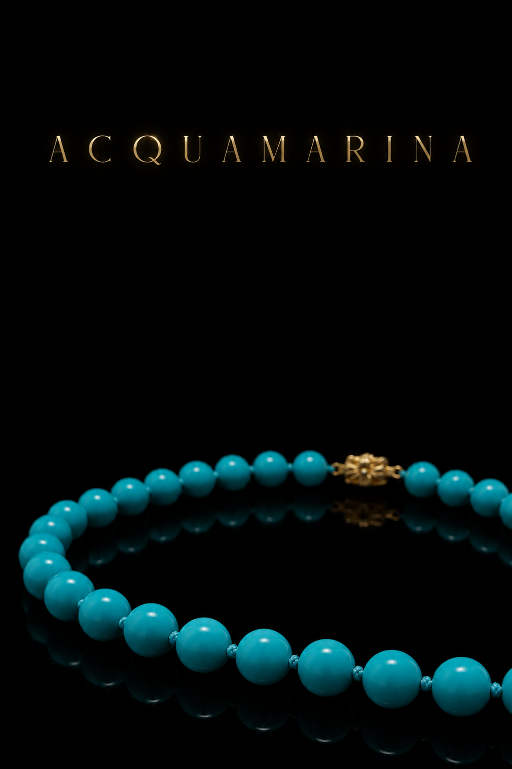 Collana in perle di vetro veneziano turchese con chiusura gioiello a fiore dorato