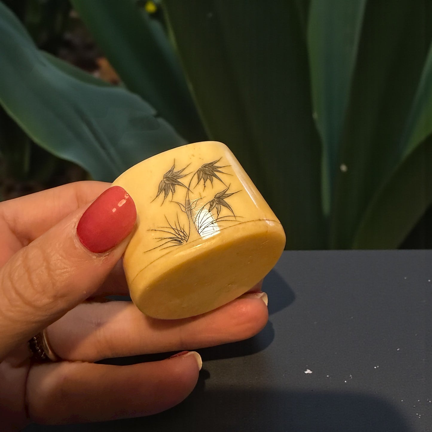 Scatola nuziale in osso cinese per pasta di cinabro