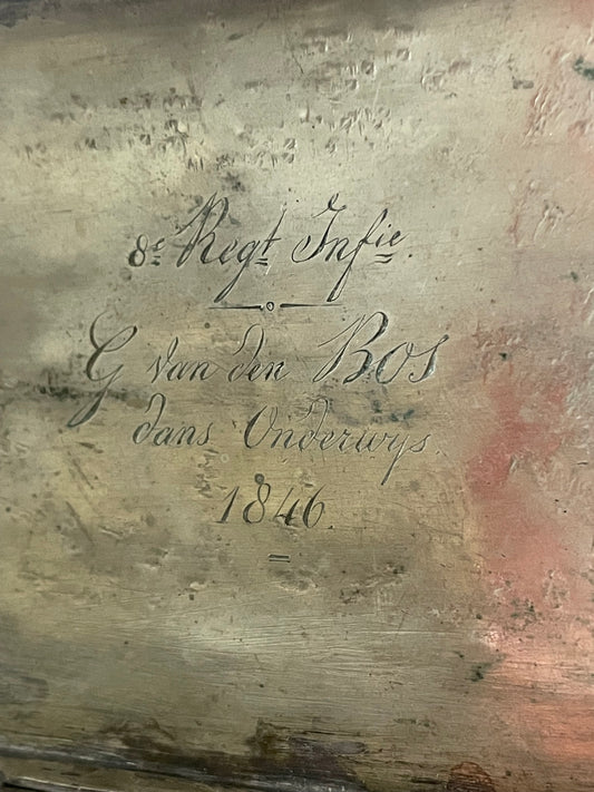 Scatola personale del soldato G. Van Den Bos, incisa, 1846