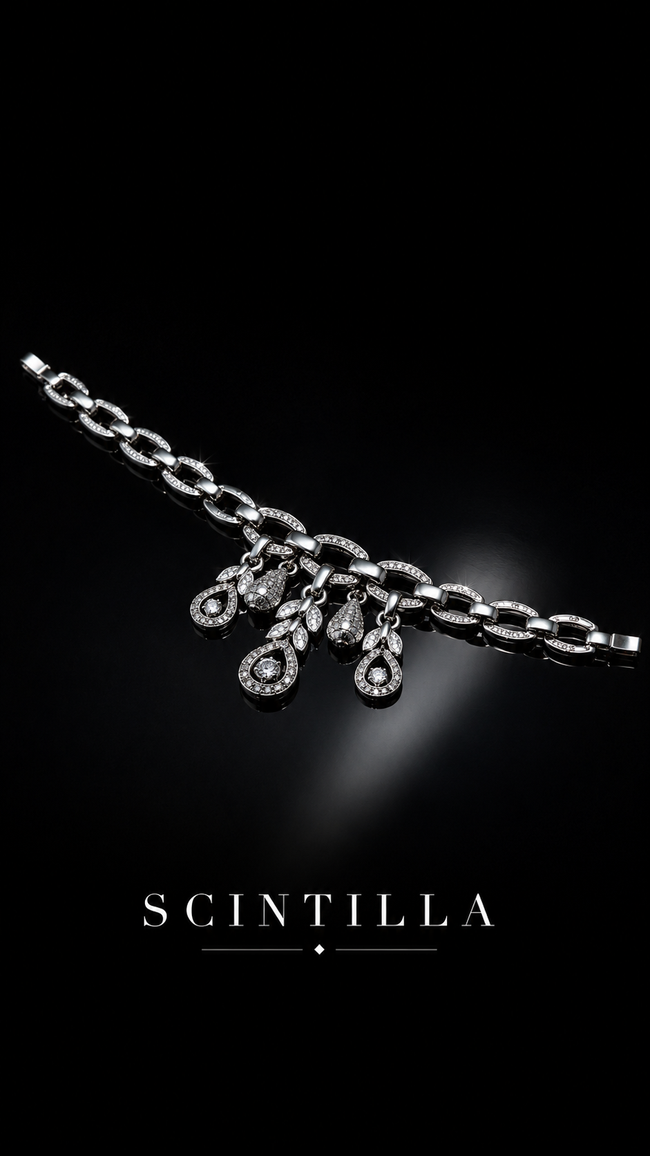 Bracciale cocktail con elementi luminosi pendenti, made in USA anni ‘80 20 cm