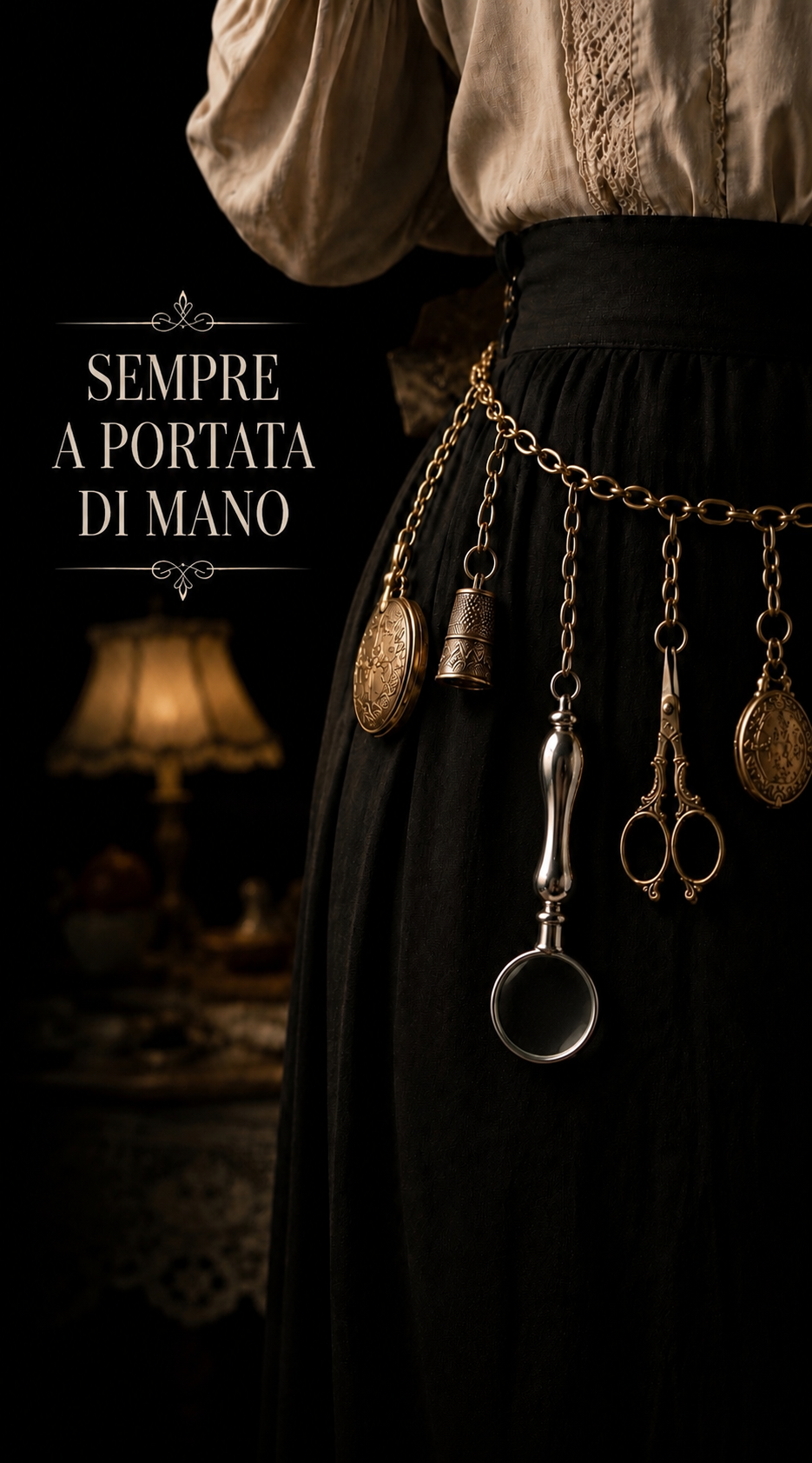 Lente da ricamatrice anni 40 50 da collana o chatelaine con anellino passante ￼