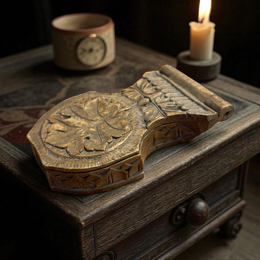 Porta orologio intagliato a mano con motivo fogliato, fine ‘800