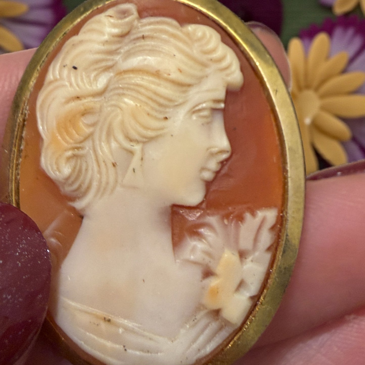 Cammeo in conchiglia primo ‘900 placcato oro