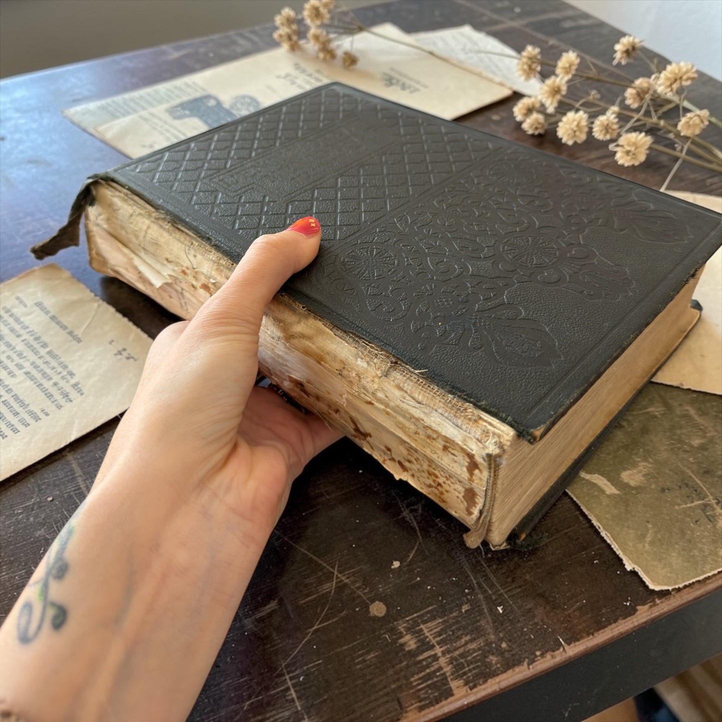 Libro antico sul management della Casa, 1928, illustrazioni in bianco e nero e planches a colori