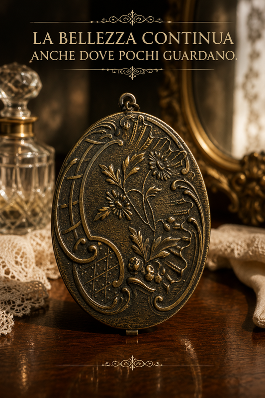 Pendentif miroir da châtelaine fine ‘800 primo ‘900 liberty con ritratto di donna