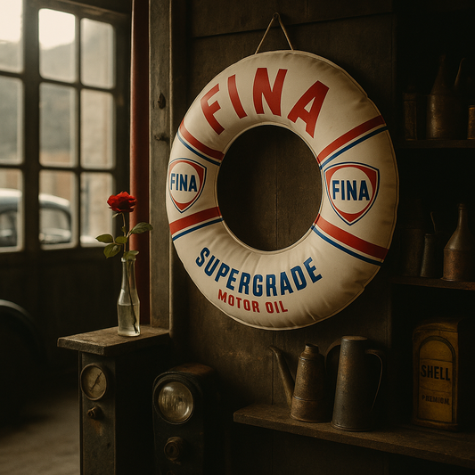 Galleggiante pubblicitario vintage, Fina oil anni 60 automobili ma
