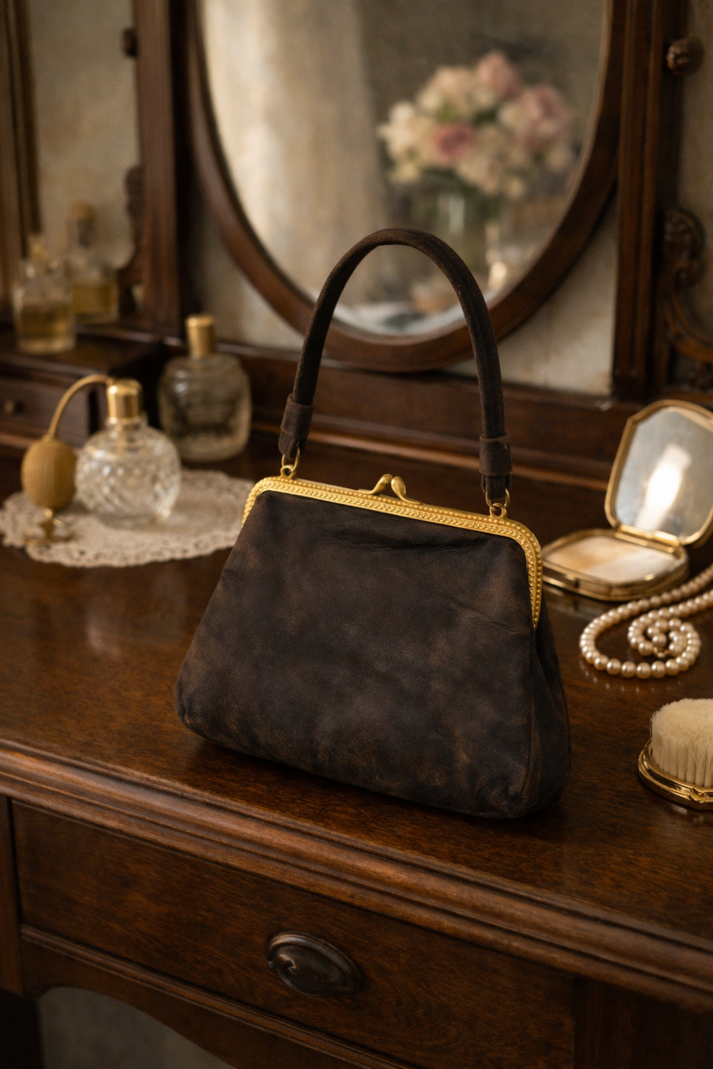 Borsetta suede da pomeriggio anni ‘40 francese