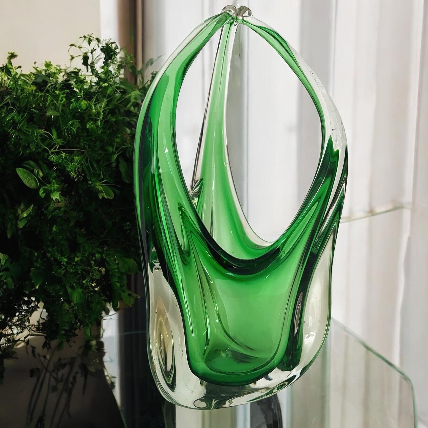 Vaso in vetro di Murano verde