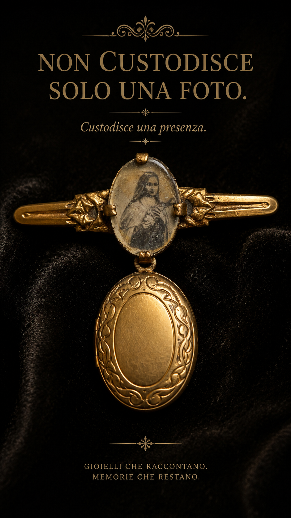 Antica spilla con pendente a scomparto segreto per reliquia, Santa Teresa di Lisieux