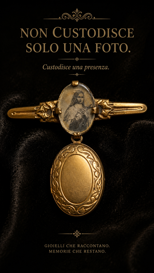 Antica spilla con pendente a scomparto segreto per reliquia, Santa Teresa di Lisieux