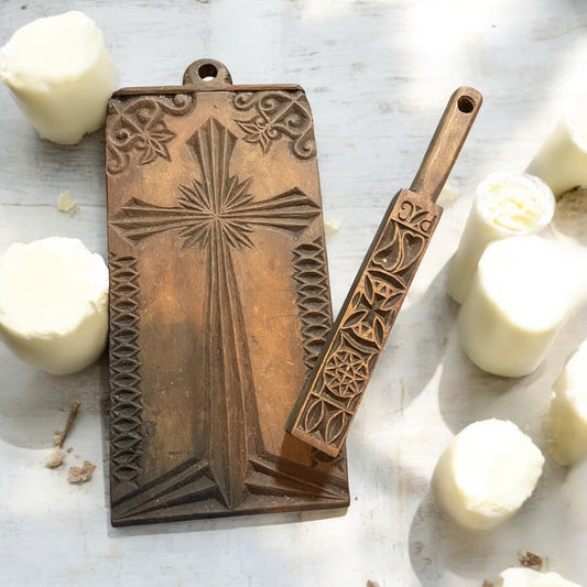 Coppia stampi alpini per burro ottocenteschi