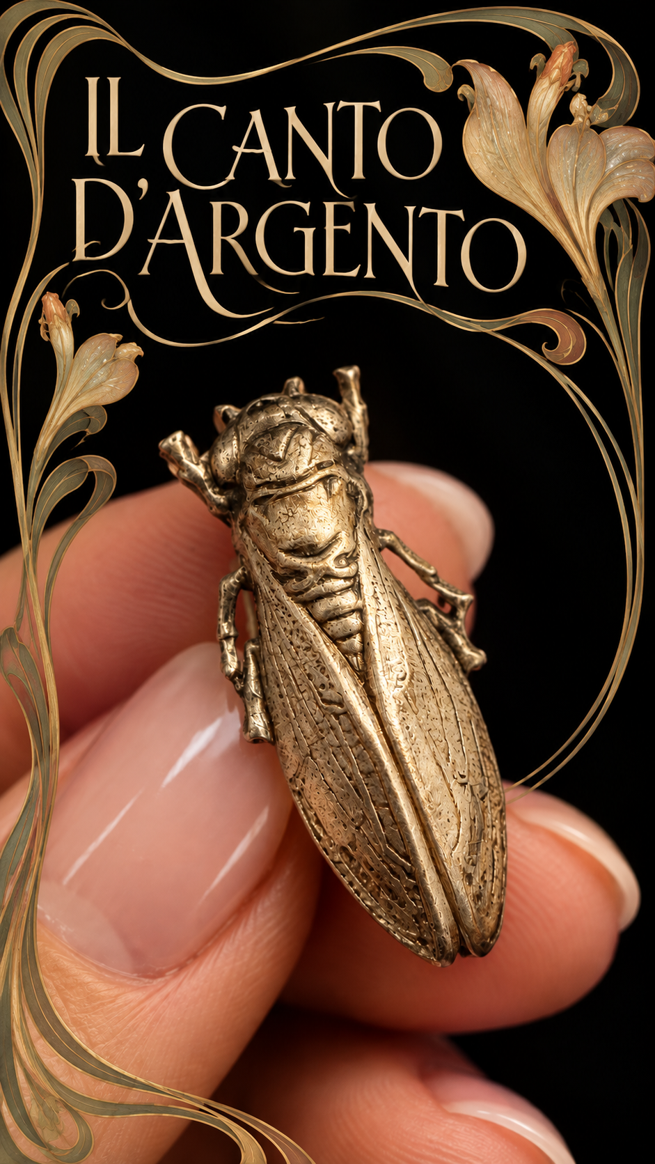 Spilla gioiello cicala argentata Art Nouveau primi ‘900