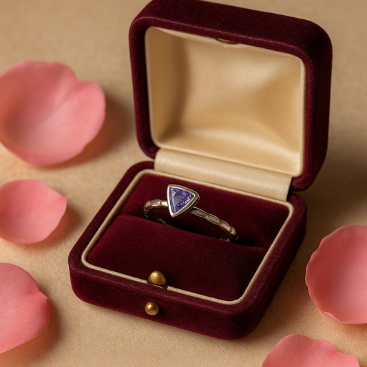 Anello fedina in argento 925 con cristallo viola a brillante
