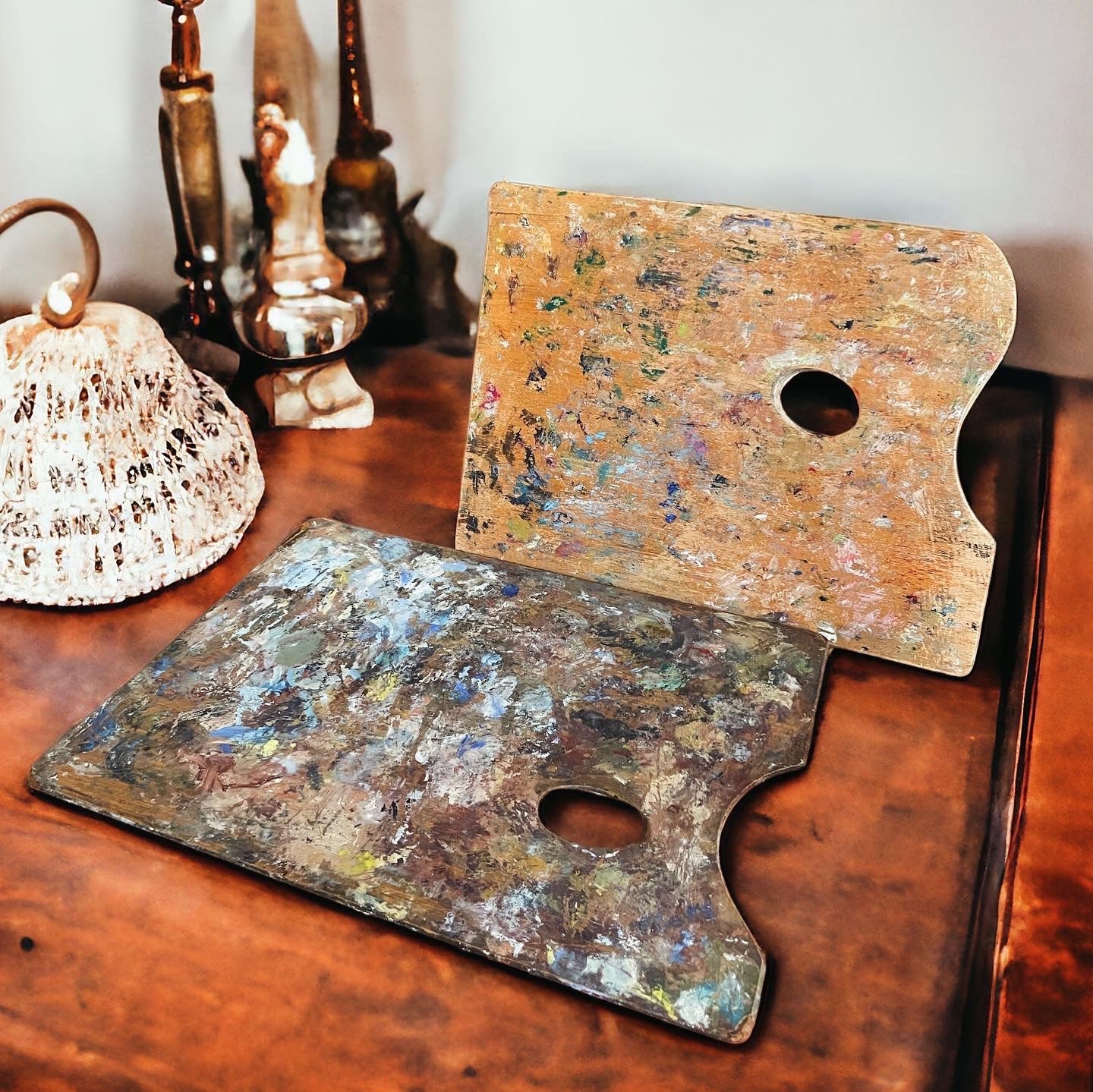 Pair of antique painter palettes