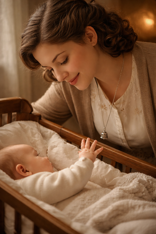 Antico pendente in argento “chiama angeli” di area Mediterranea su catenina 925 contemporanea