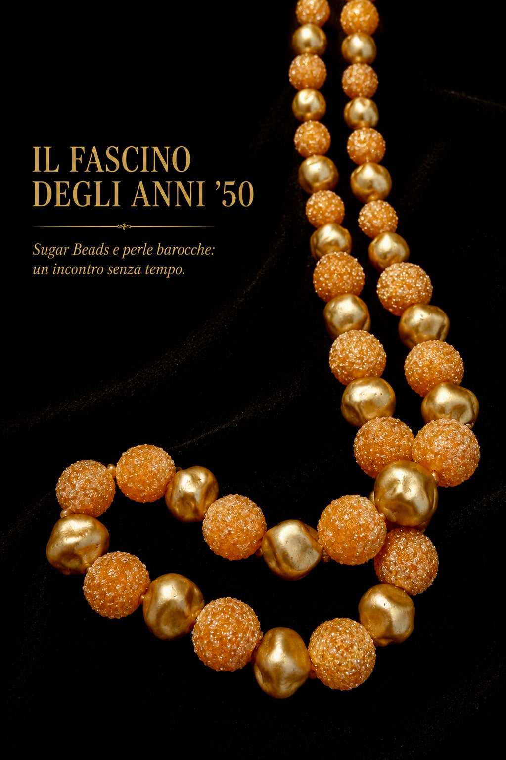 Collana costume jewellery made in USA doppio filo degradé con sugar beads