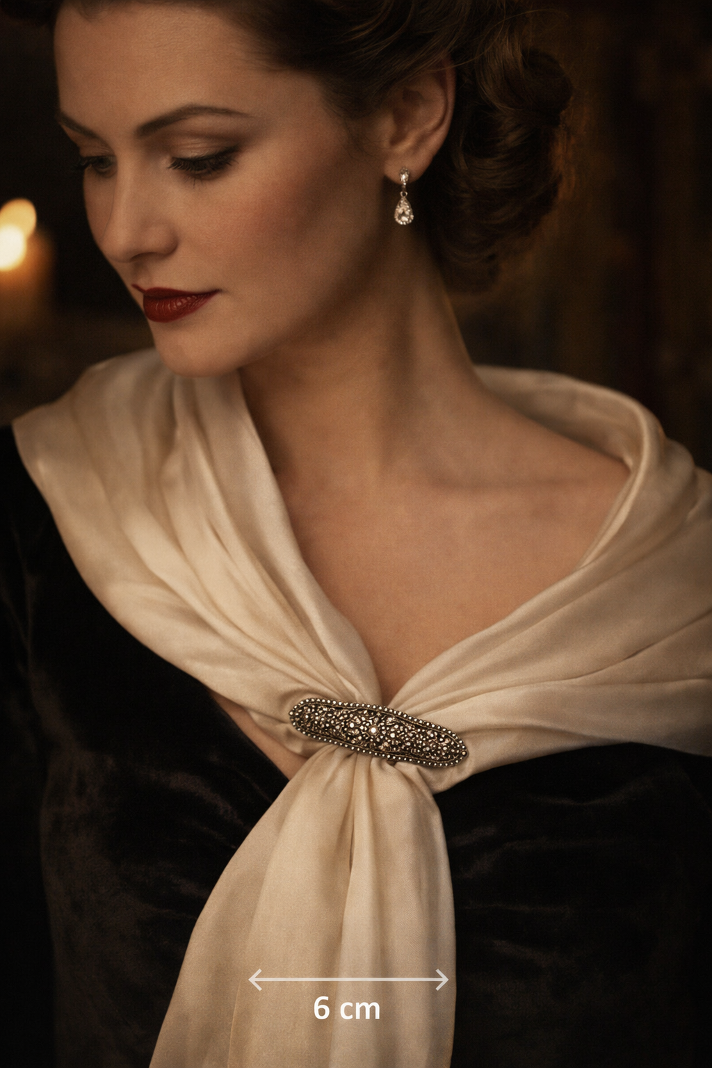 Spilla in argento 925 tempestata di marcasiti, anni ‘50 ca