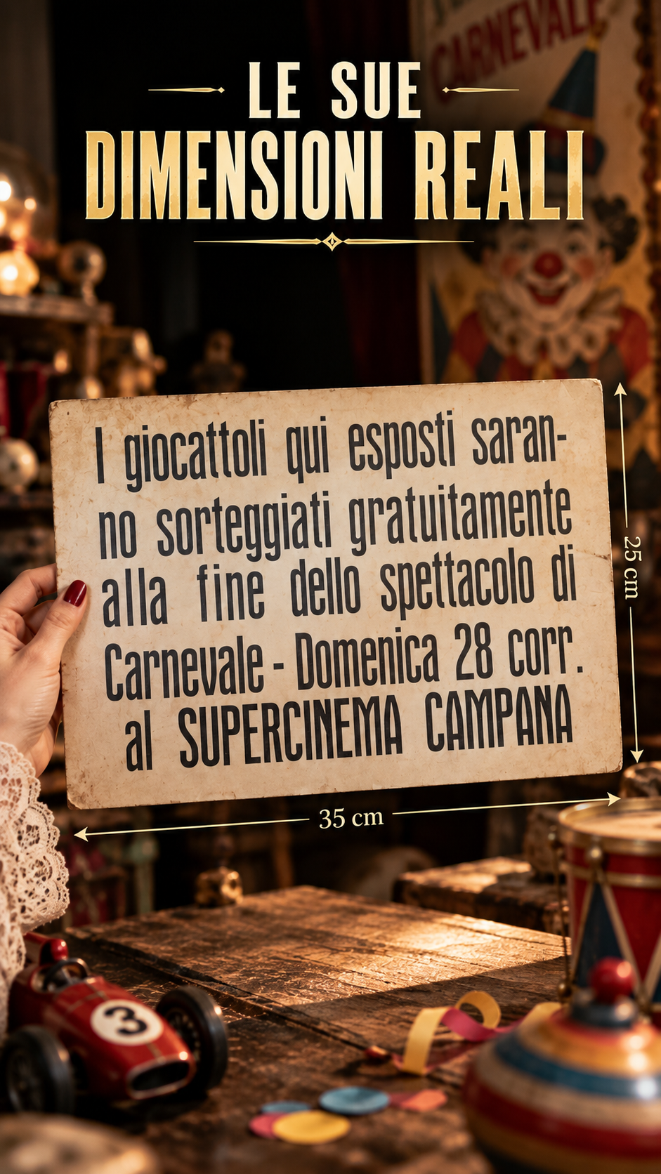 MEMORABILIA 1954 cartonato lotteria di Carnevale al SuperCinema Campana