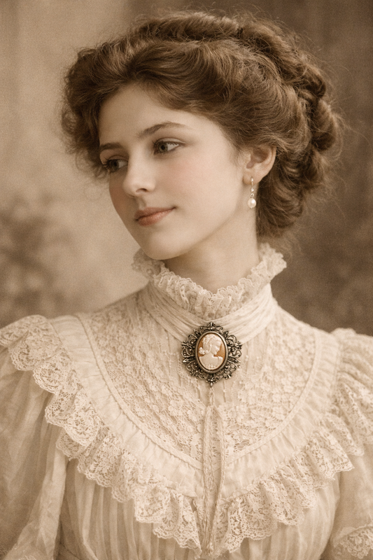 Spilla da collo broche du cou cammeo e filigrana d’argento, primi decenni ‘900